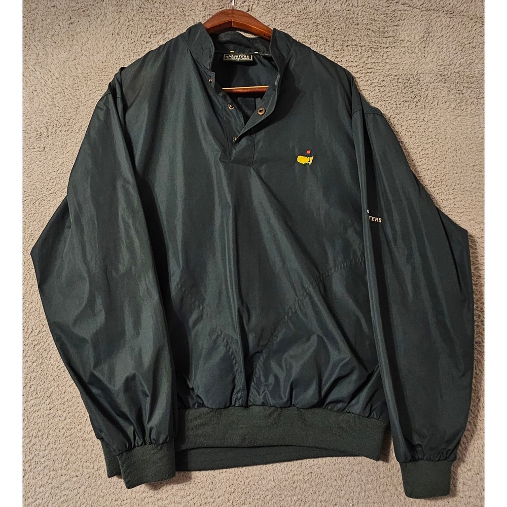 Masters Collection Mens Golf Windbreaker Jacket Green Snap Pullover Size Medium